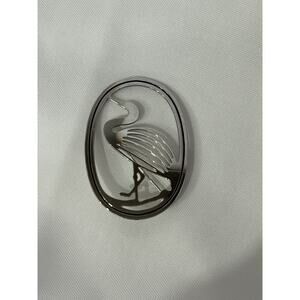 Vintage 1994 Silver Tone Egret Pin By SCSM